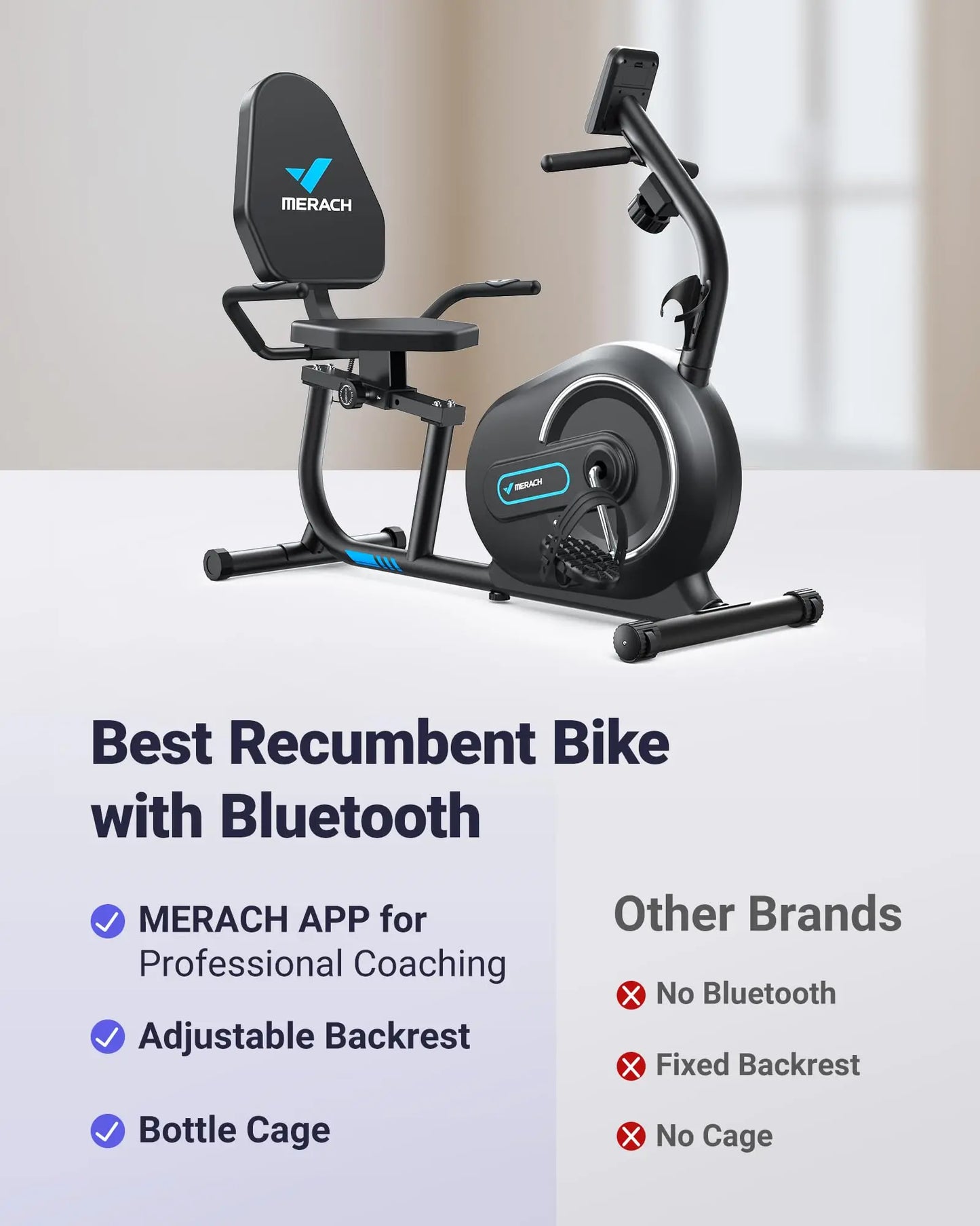 MERACH Recumbent Exercise Bike For Home With Bluetooth App Connectivity