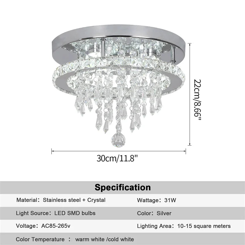 GreeLustr Modern Minimalist Dimmable LED Crystal Chandelier With Remote
