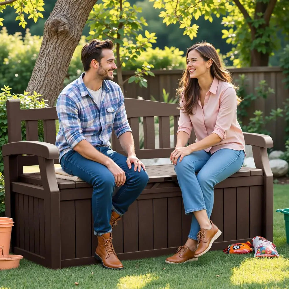 Outdoor Storage Bench With Hidden Lockable Storage