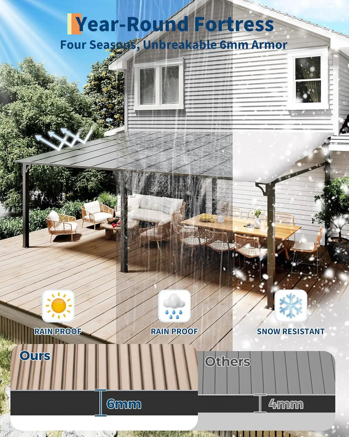 Wall Mounted Lean-To Gazebo With Aluminum Frame And Polycarbonate Roof