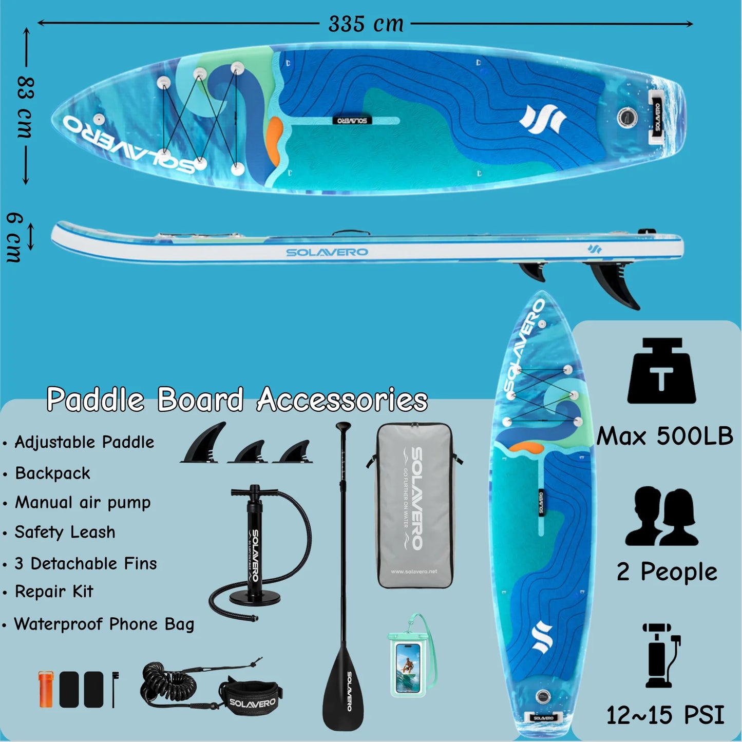 Inflatable Stand Up Paddle Board Non Slip EVA Deck With Premium Accessories