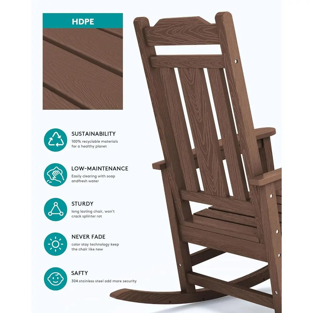 HDPE Oversized Outdoor Rocking Chair For Patio And All Weather