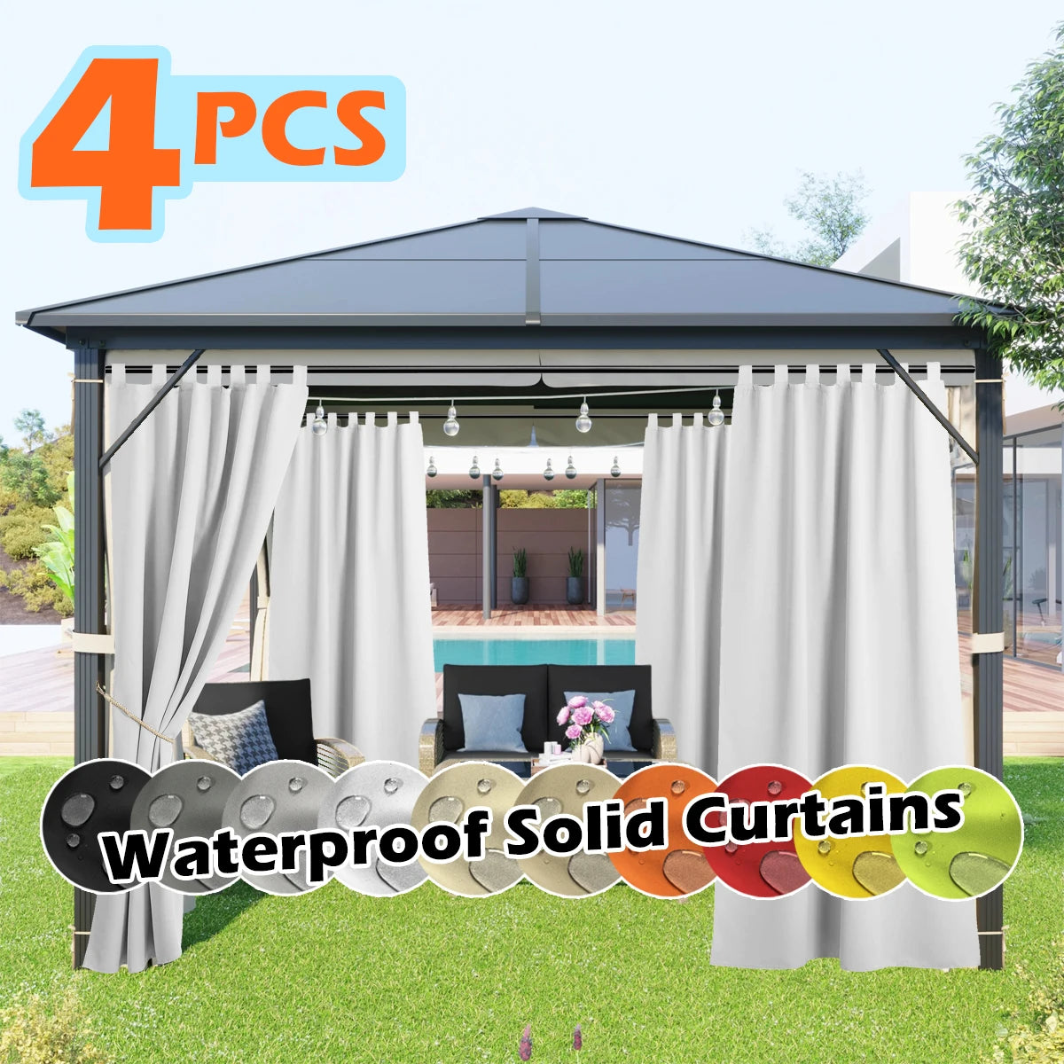 SABALANICA 4 Panels Outdoor Curtains Waterproof UV Resistant
