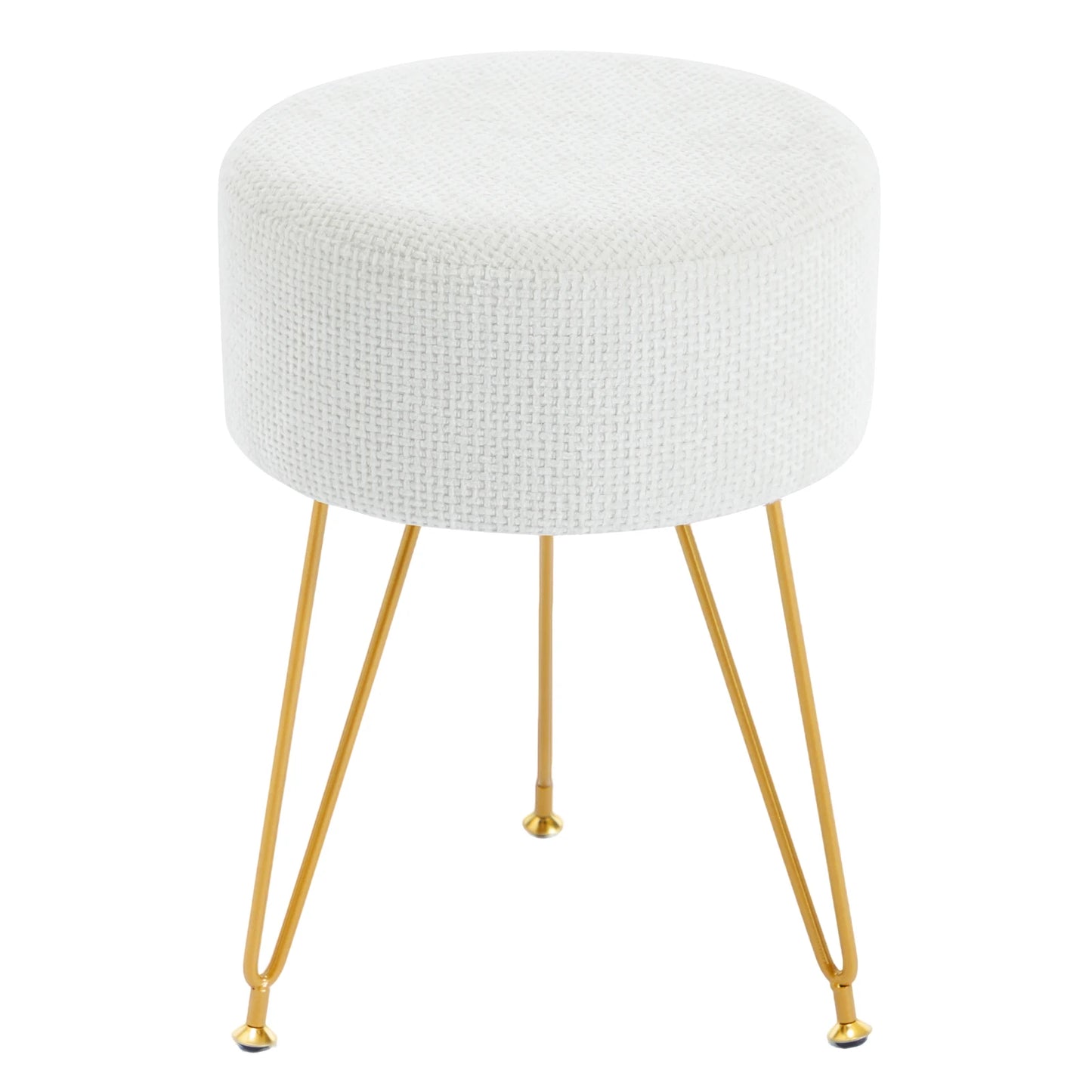 JHK Velvet Round Ottoman Vanity Footrest Stool With Thick Cushion