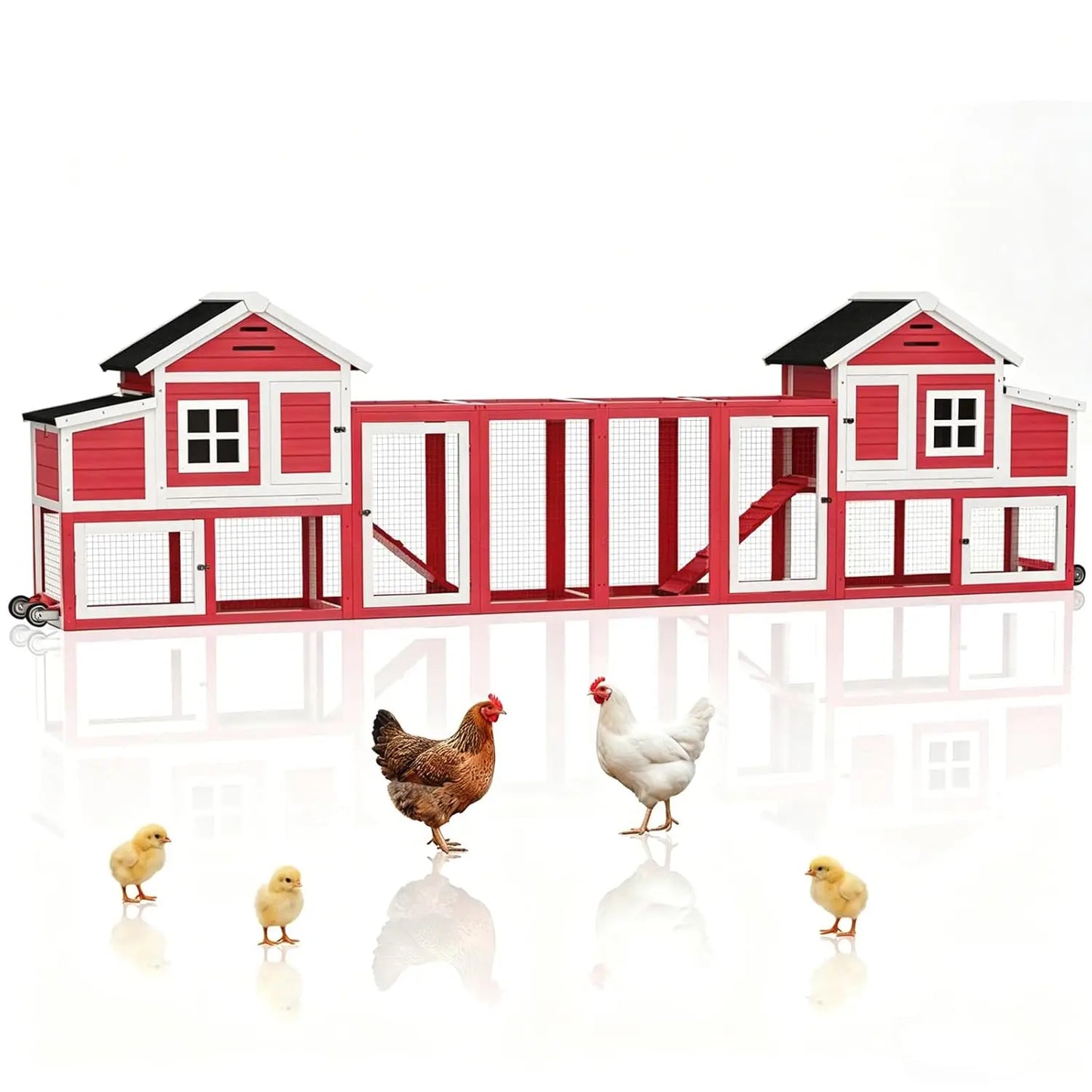 Mobile Chicken Coop With Run And Wheels Weatherproof Roof