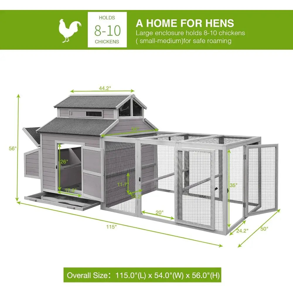 Wooden Chicken Coop With Run And Nesting, Durable Outdoor Shelter