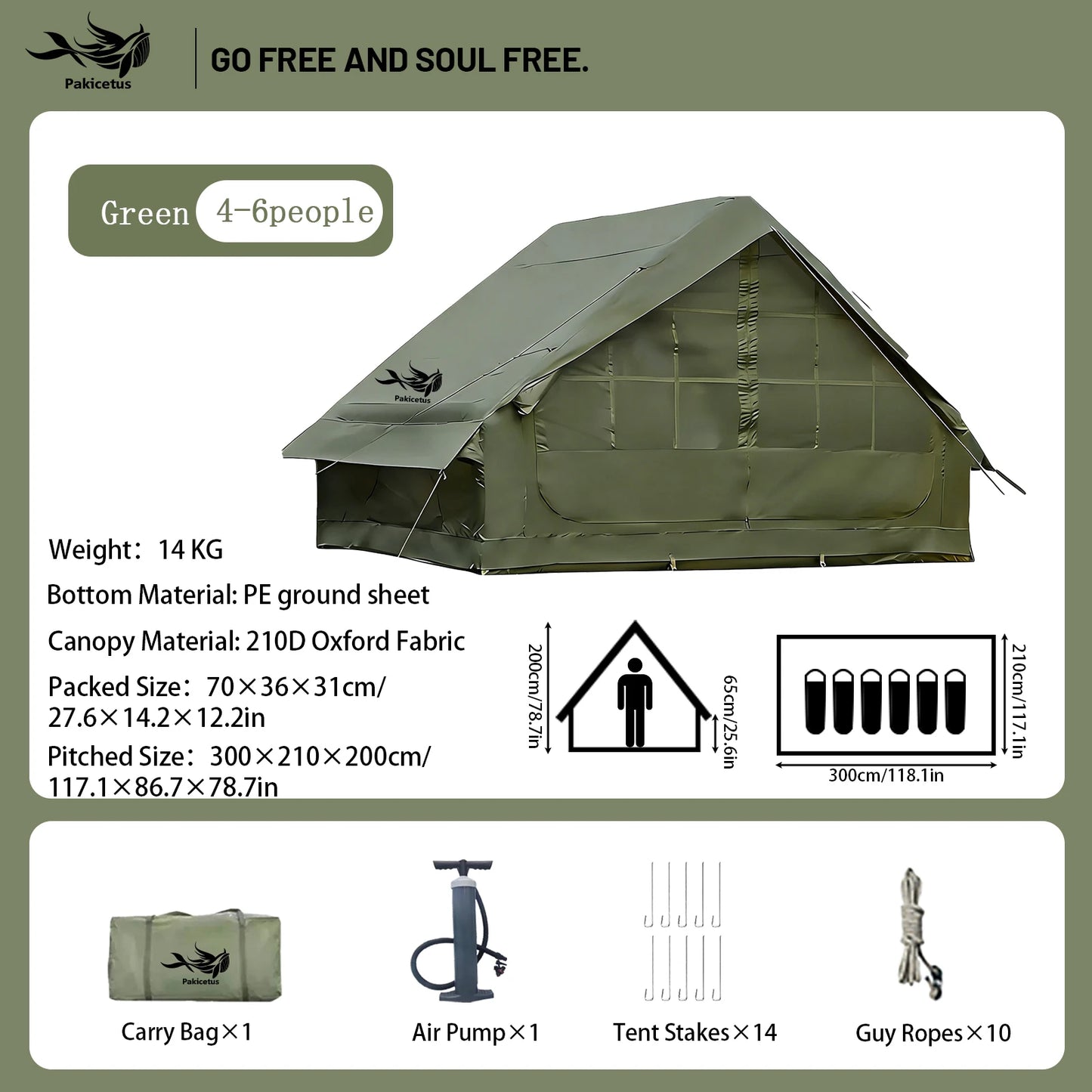 Inflatable Quick Setup Camping Tent Waterproof Family Portable Air Tent