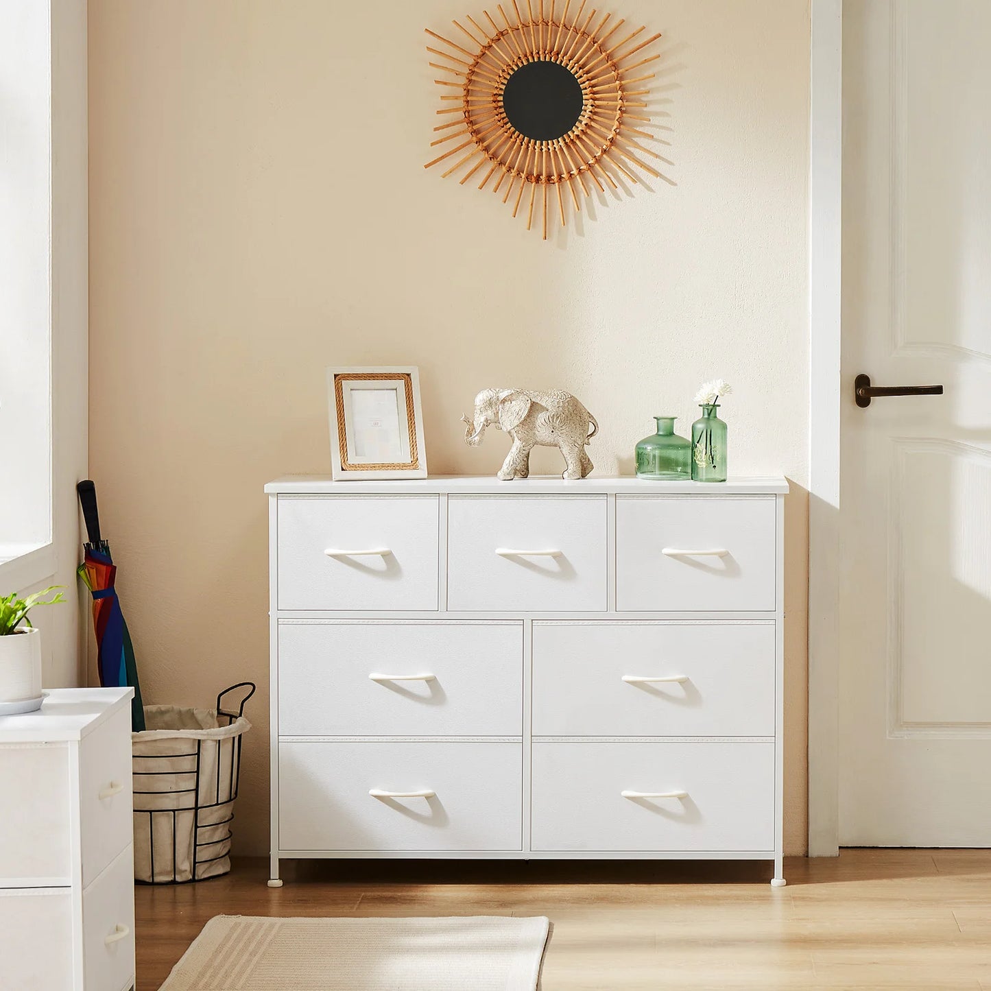 JHK Dresser With Seven Fabric Drawers Bedroom Organizer