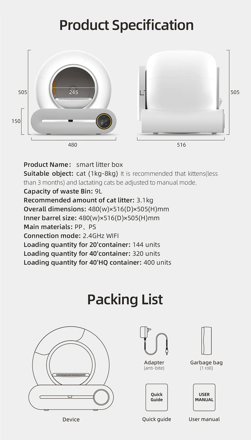 Booteely Automatic Smart Self Cleaning Cat Litter Box