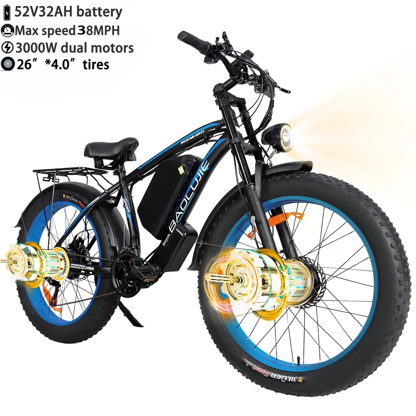 BAOLUJIE Electric Bike 1500W Peak Power E Bike for Adults