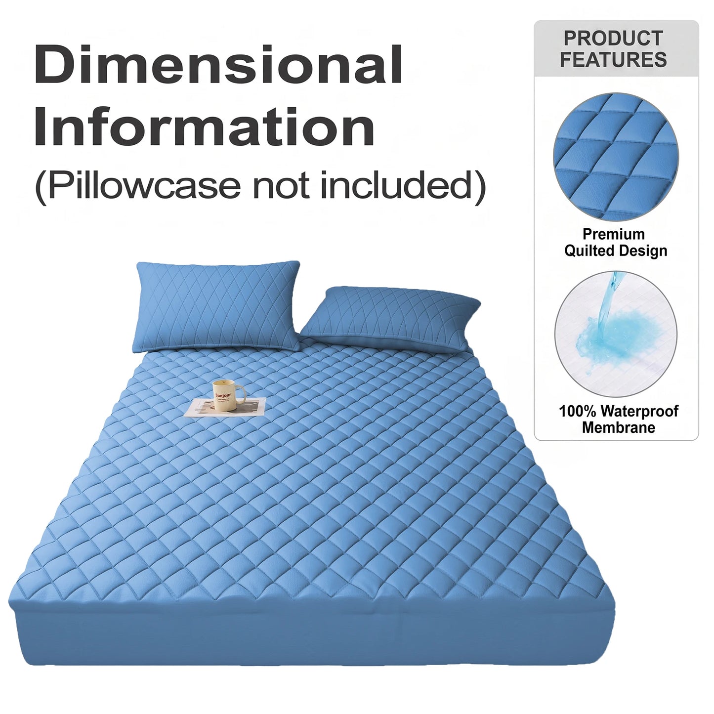 Waterproof Mattress Protector, Skin Friendly Quilted Cover With Deep Pocket