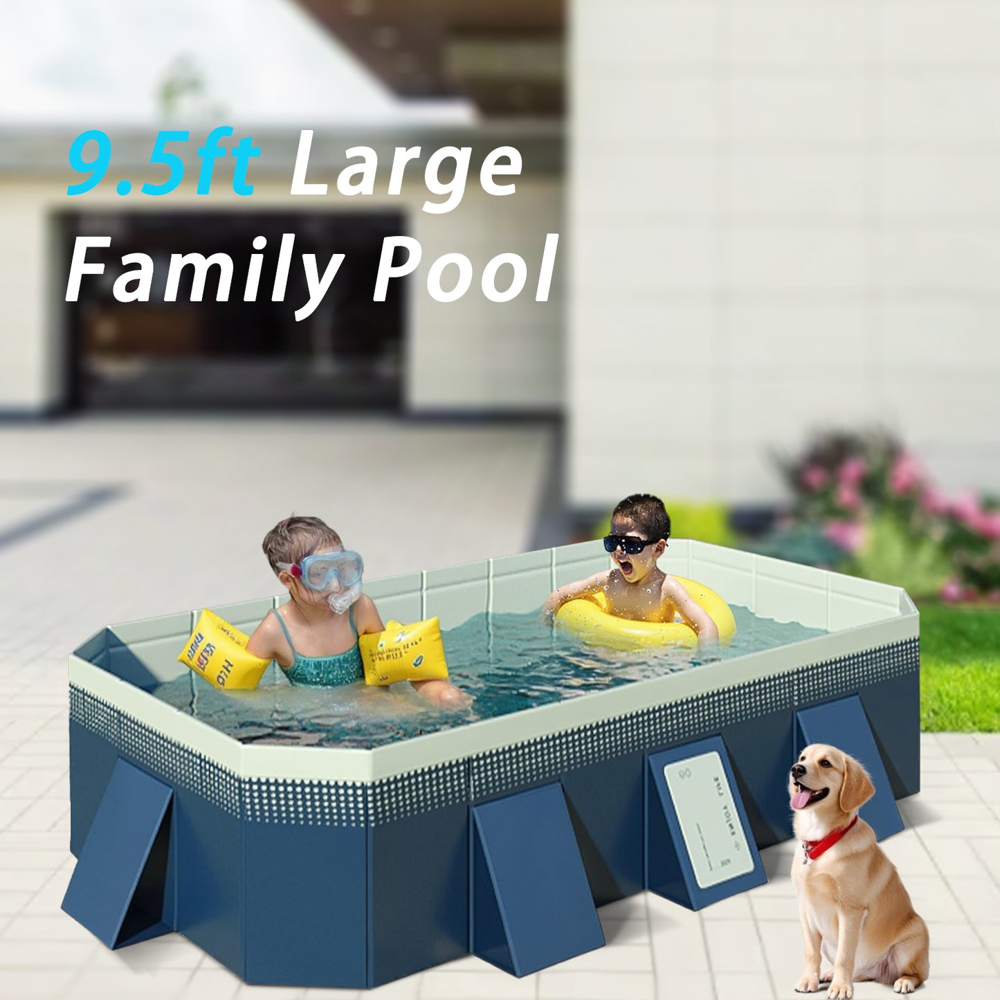 Foldable Family Pool Inflation Free PVC Durable Outdoor Backyard