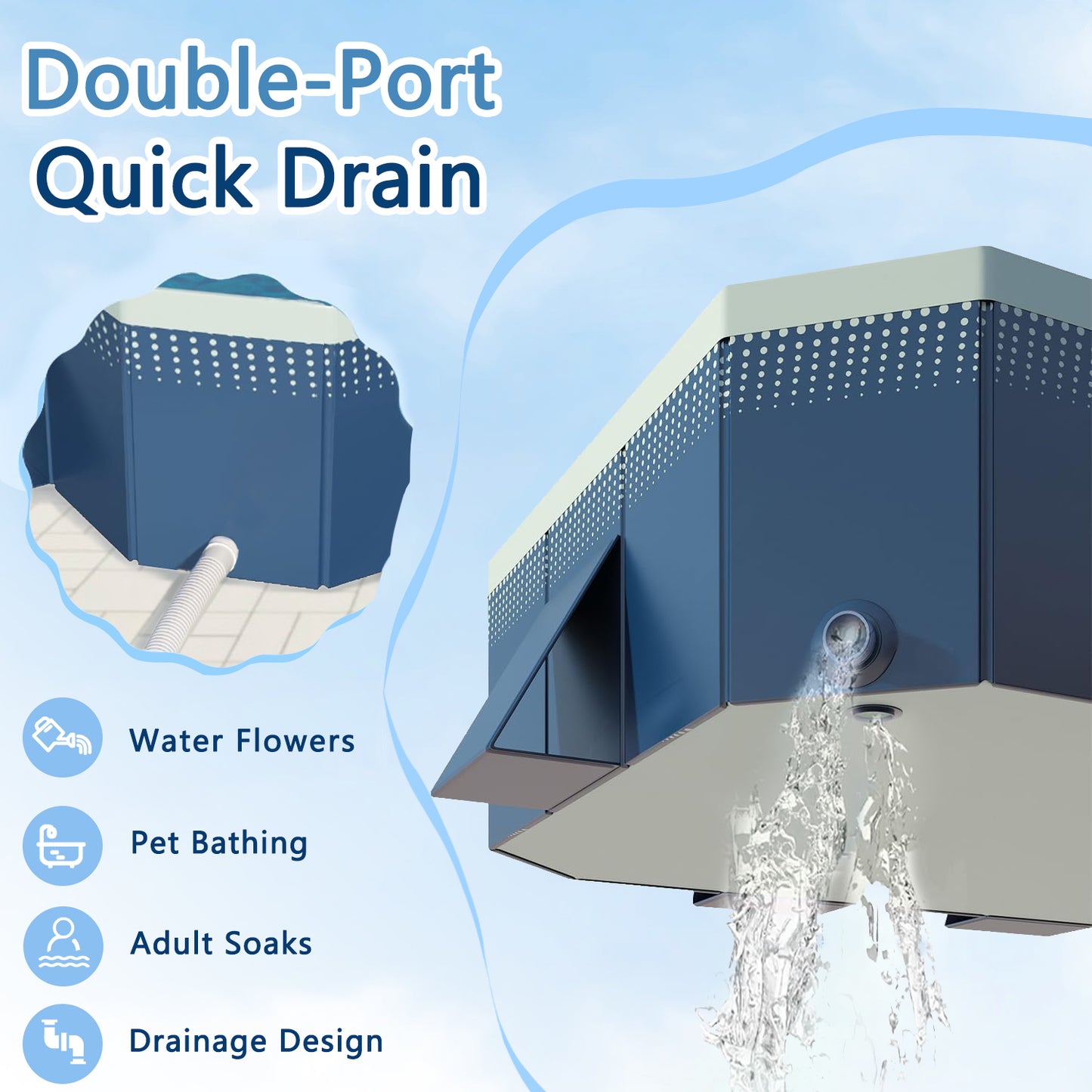 Foldable Family Pool Inflation Free PVC Durable Outdoor Backyard