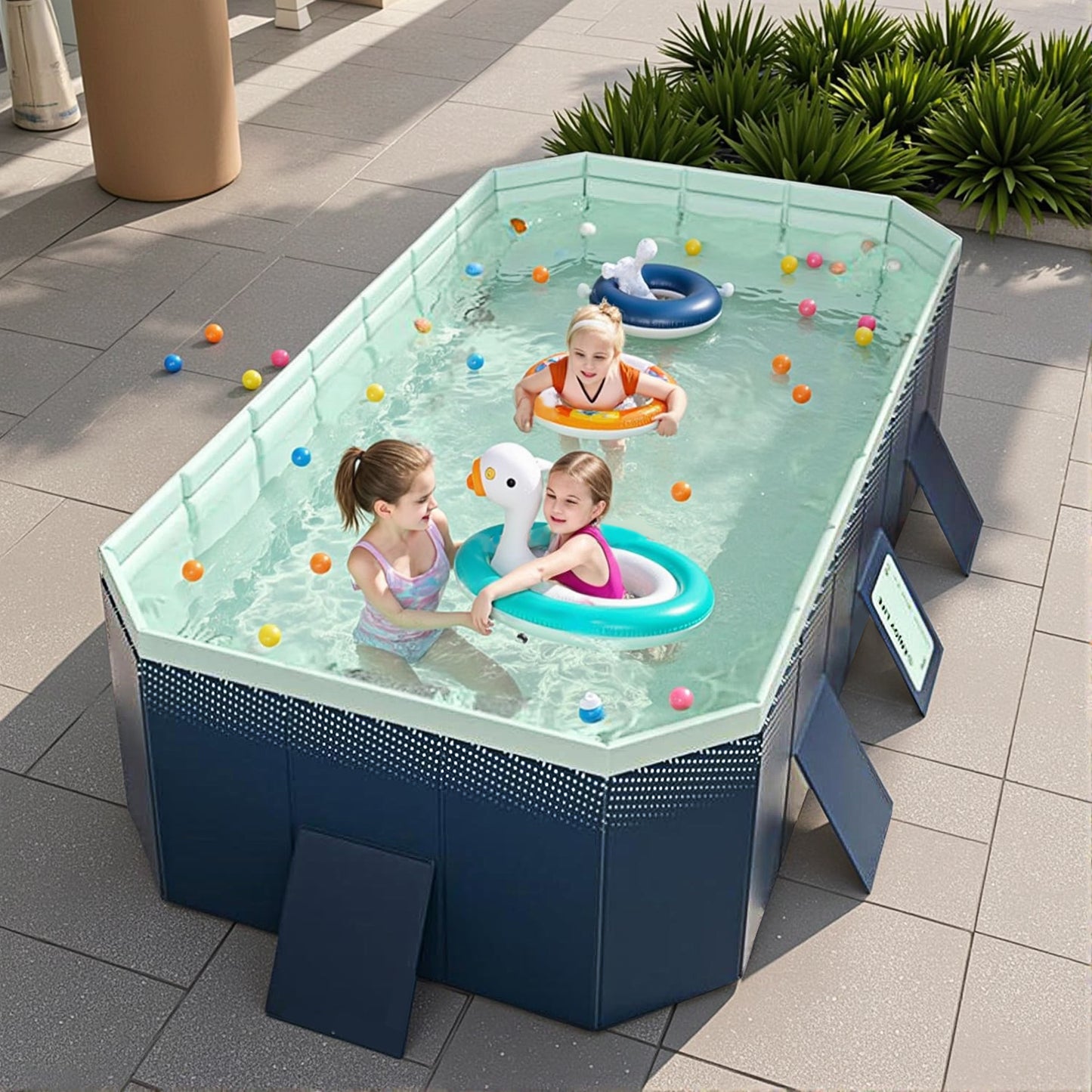 Foldable Family Pool Inflation Free PVC Durable Outdoor Backyard