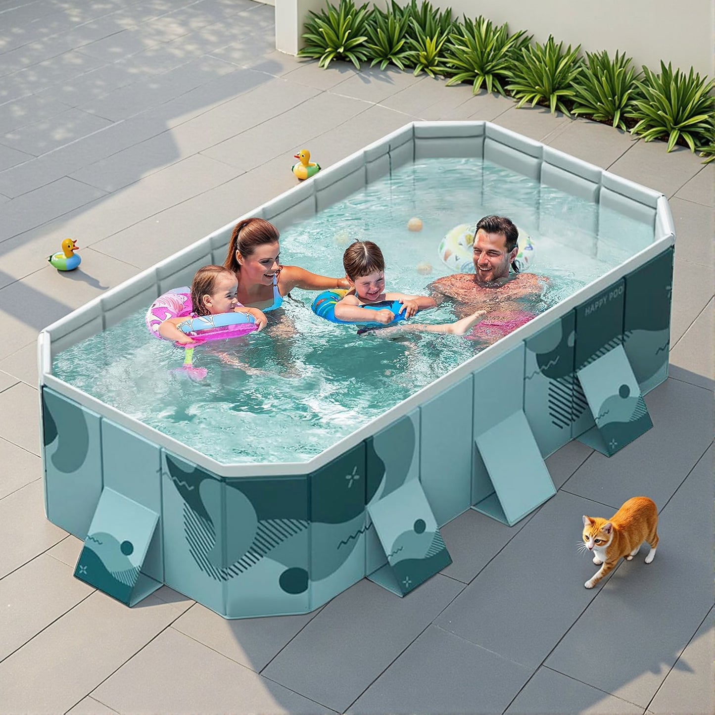 Foldable Family Pool Inflation Free PVC Durable Outdoor Backyard