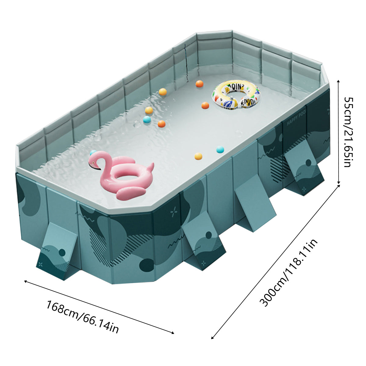 Foldable Family Pool Inflation Free PVC Durable Outdoor Backyard