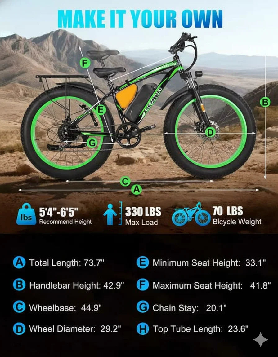 EOEOTWO Fat Tire Electric Bike With Powerful 1000W Motor