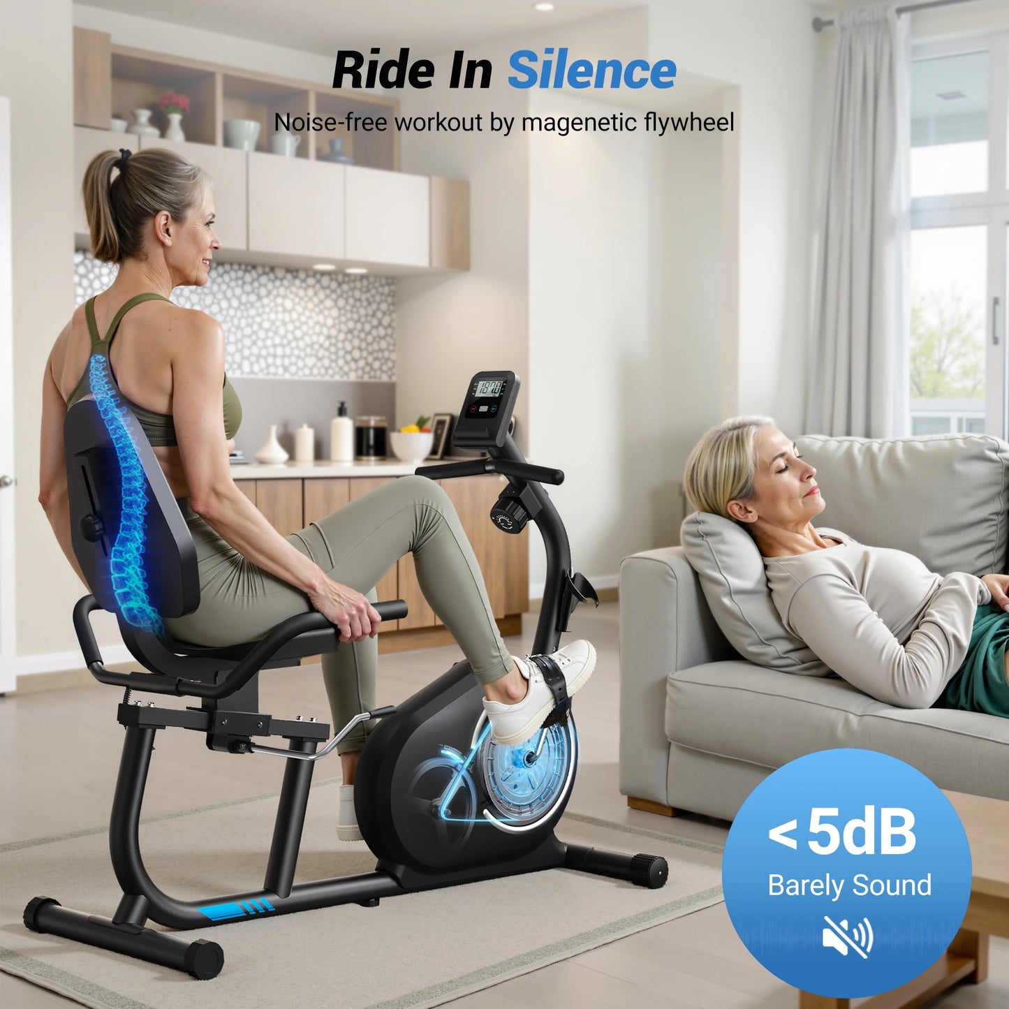 MERACH Recumbent Exercise Bike For Home With Bluetooth App Connectivity