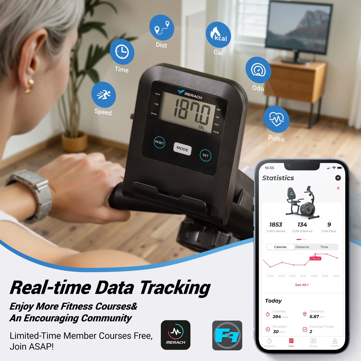 MERACH Recumbent Exercise Bike For Home With Bluetooth App Connectivity