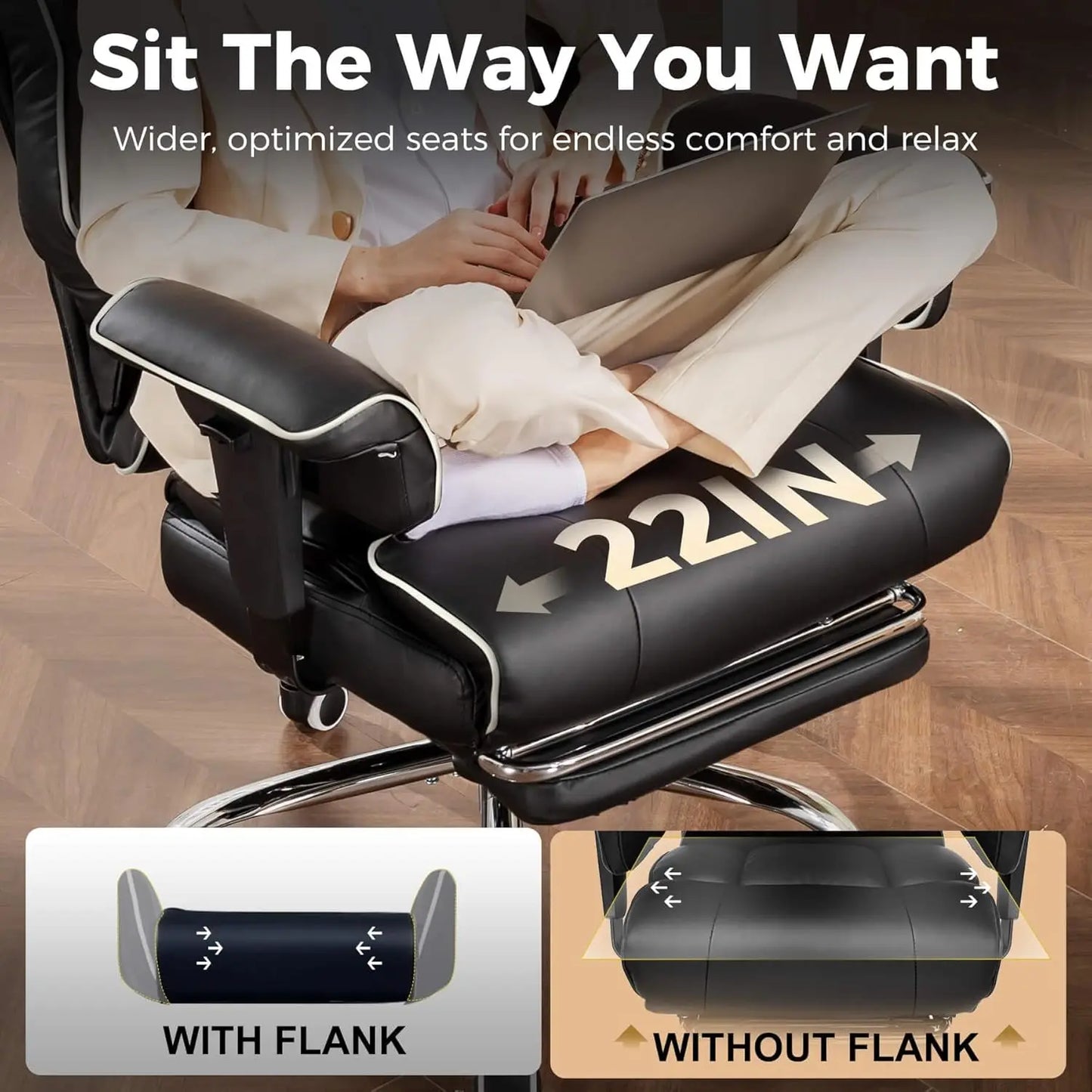 COMHOMA High Back Leather Office Chair With Ergonomic Lumbar Support