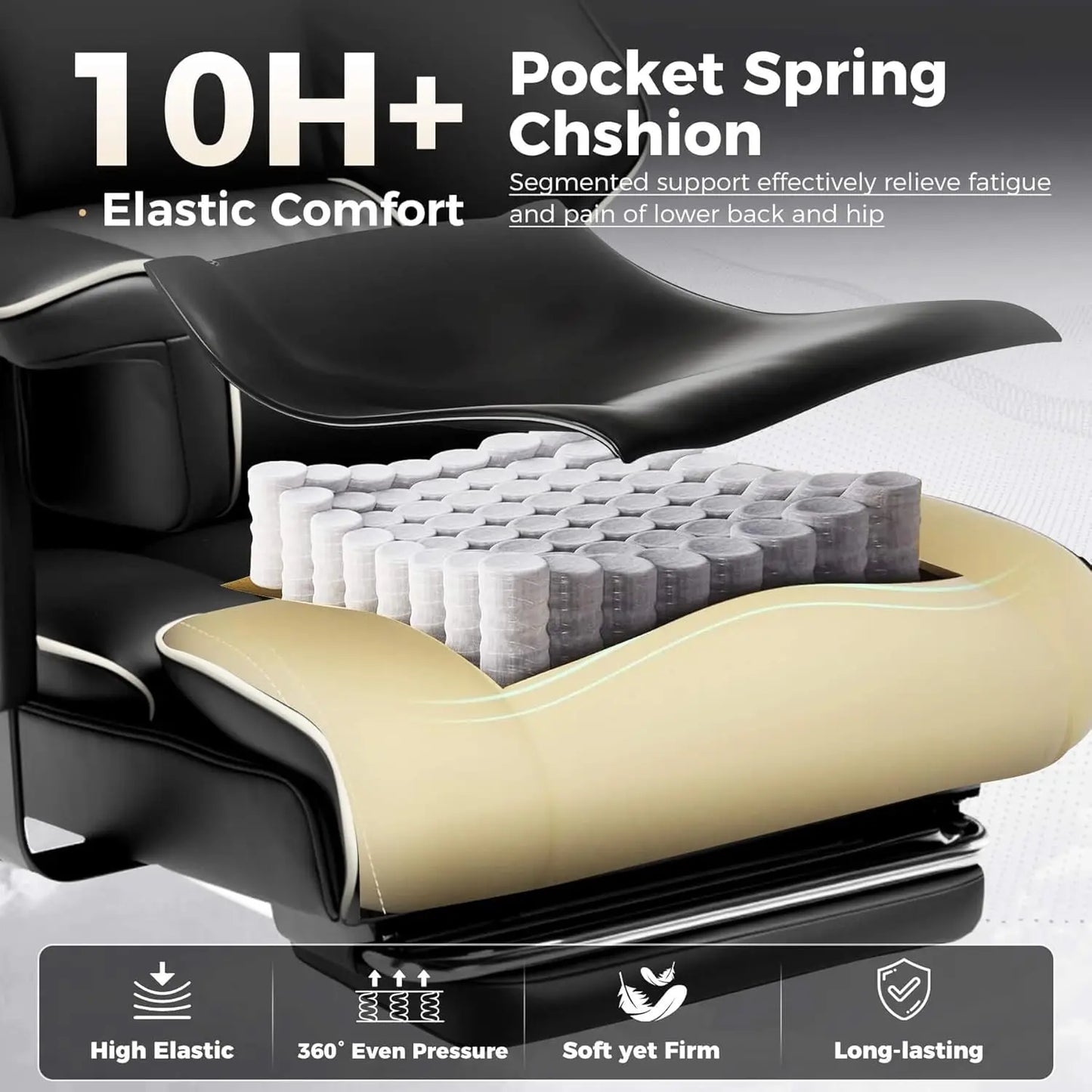 COMHOMA High Back Leather Office Chair With Ergonomic Lumbar Support