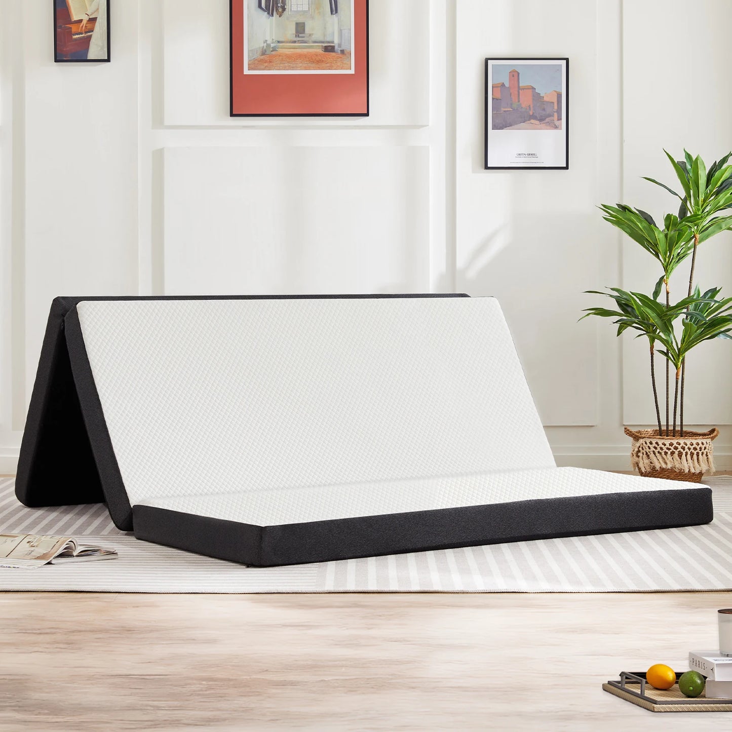 JHK Tri-Fold Memory Foam Mattress With Collapsible Washable Cover