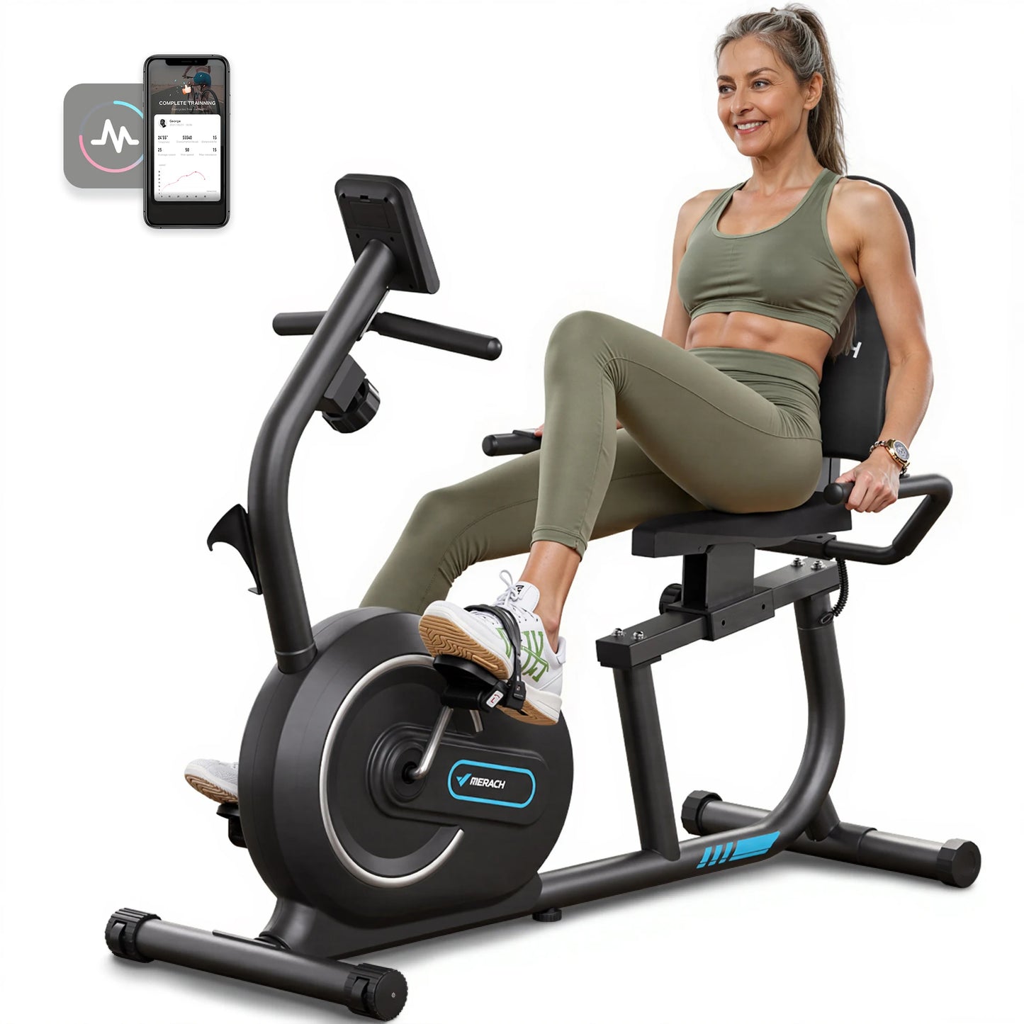 MERACH Recumbent Exercise Bike For Home With Bluetooth App Connectivity