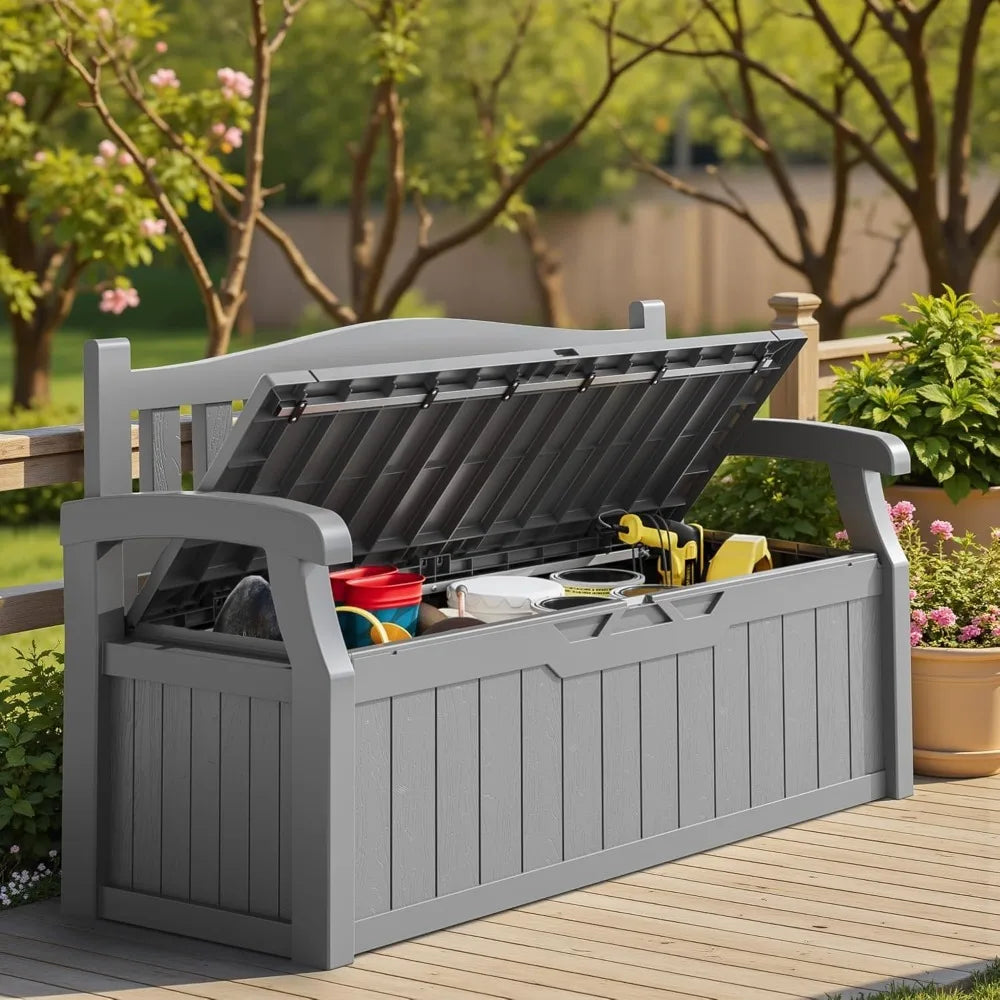 Outdoor Lockable Deck Box Storage Bench Waterproof And UV Resistant