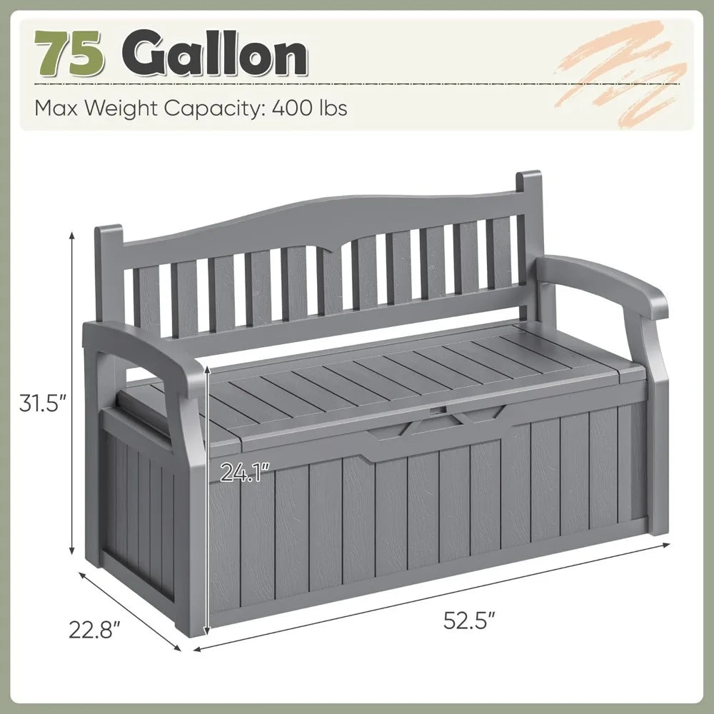 Outdoor Lockable Deck Box Storage Bench Waterproof And UV Resistant