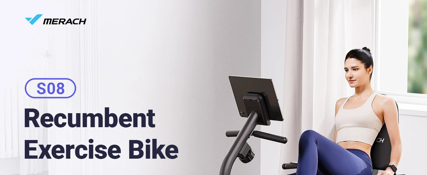 MERACH Recumbent Exercise Bike For Home With Bluetooth App Connectivity