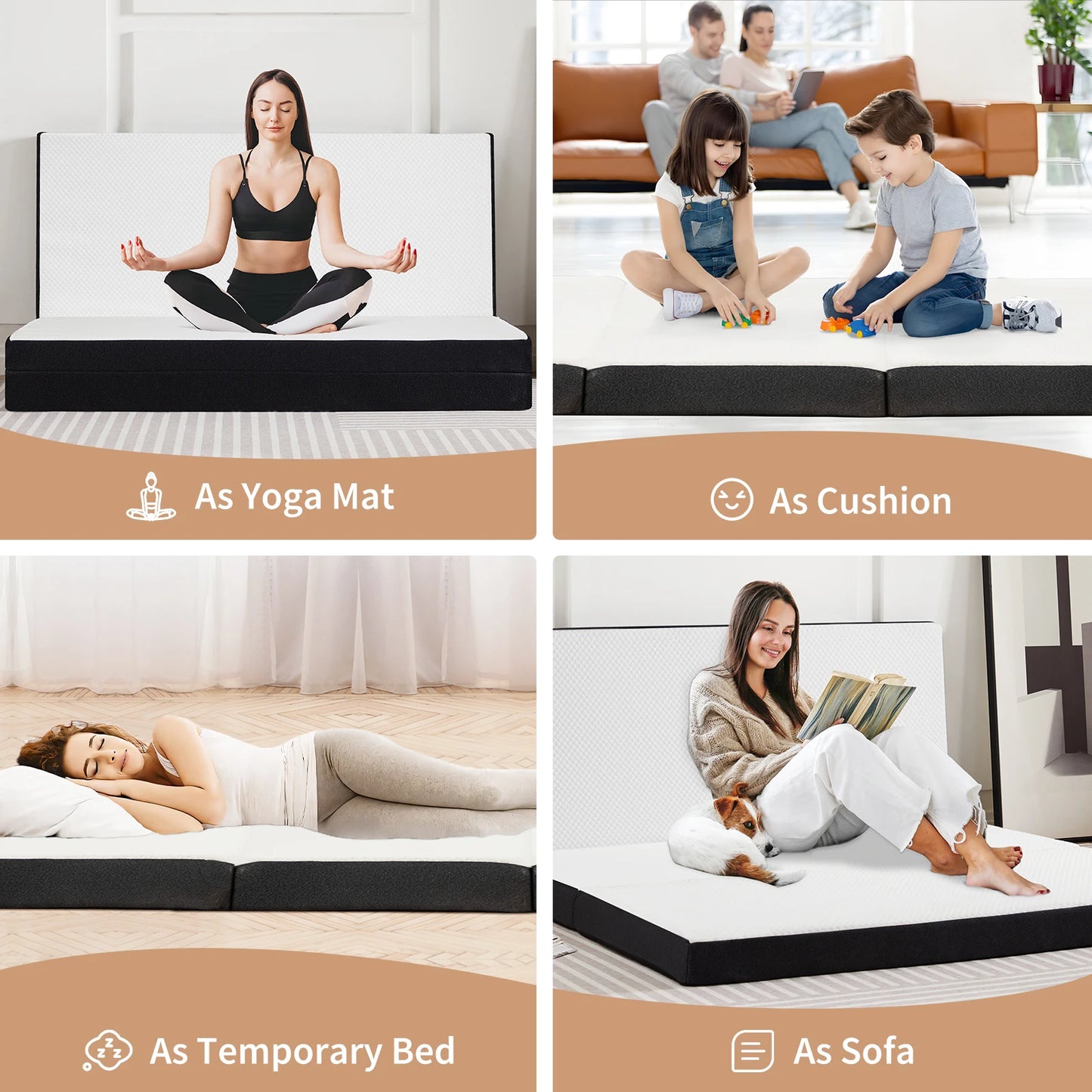 JHK Tri Fold Memory Foam Mattress With Washable Cover Travel