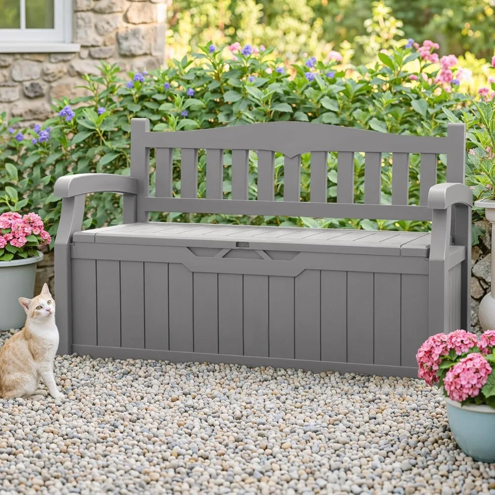 Outdoor Lockable Deck Box Storage Bench Waterproof And UV Resistant