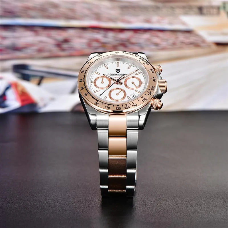PAGANI DESIGN 1644 Men's Quartz Chronograph Luxury Stainless Steel Watch