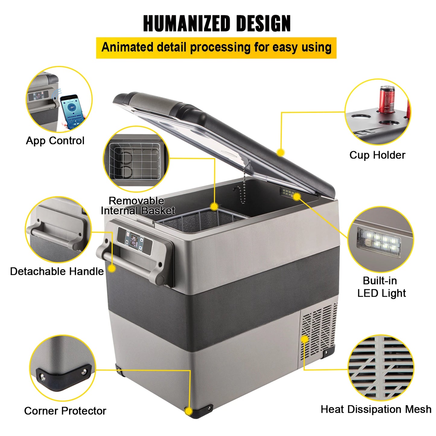 VEVOR Car Refrigerator Portable Compressor Cooler DC 110 240V