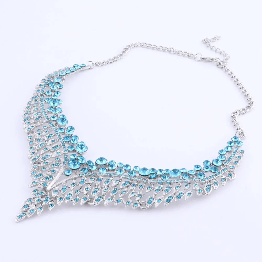 Ouhe Women's Crystal Rhinestone Bridal Jewelry And Earrings Set