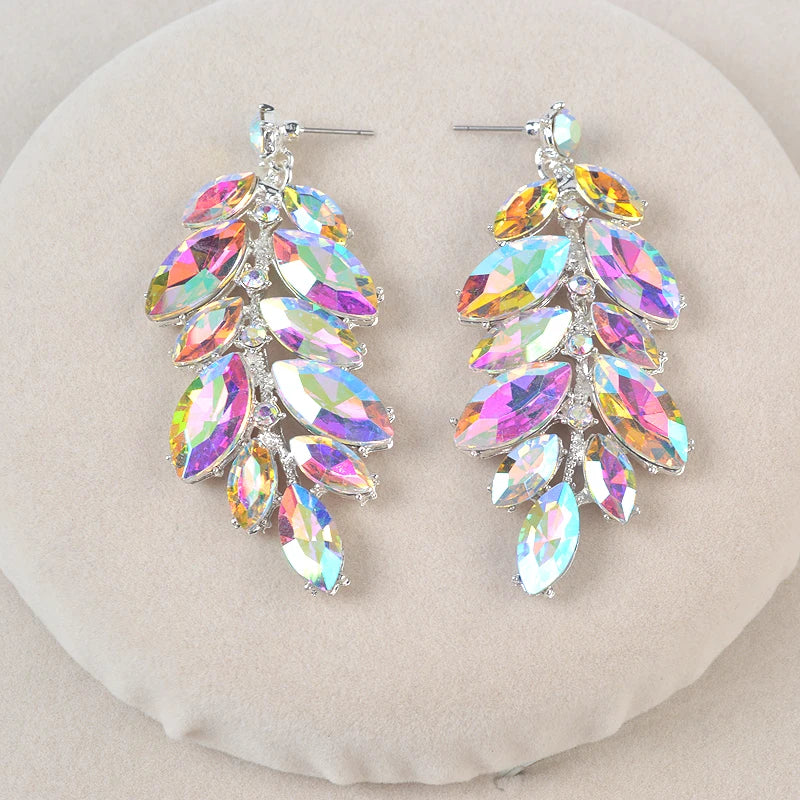 Youfir Rhinestone Crystal Bridal Necklace And Earring Set