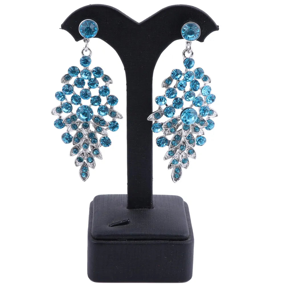 Ouhe Women's Crystal Rhinestone Bridal Jewelry And Earrings Set