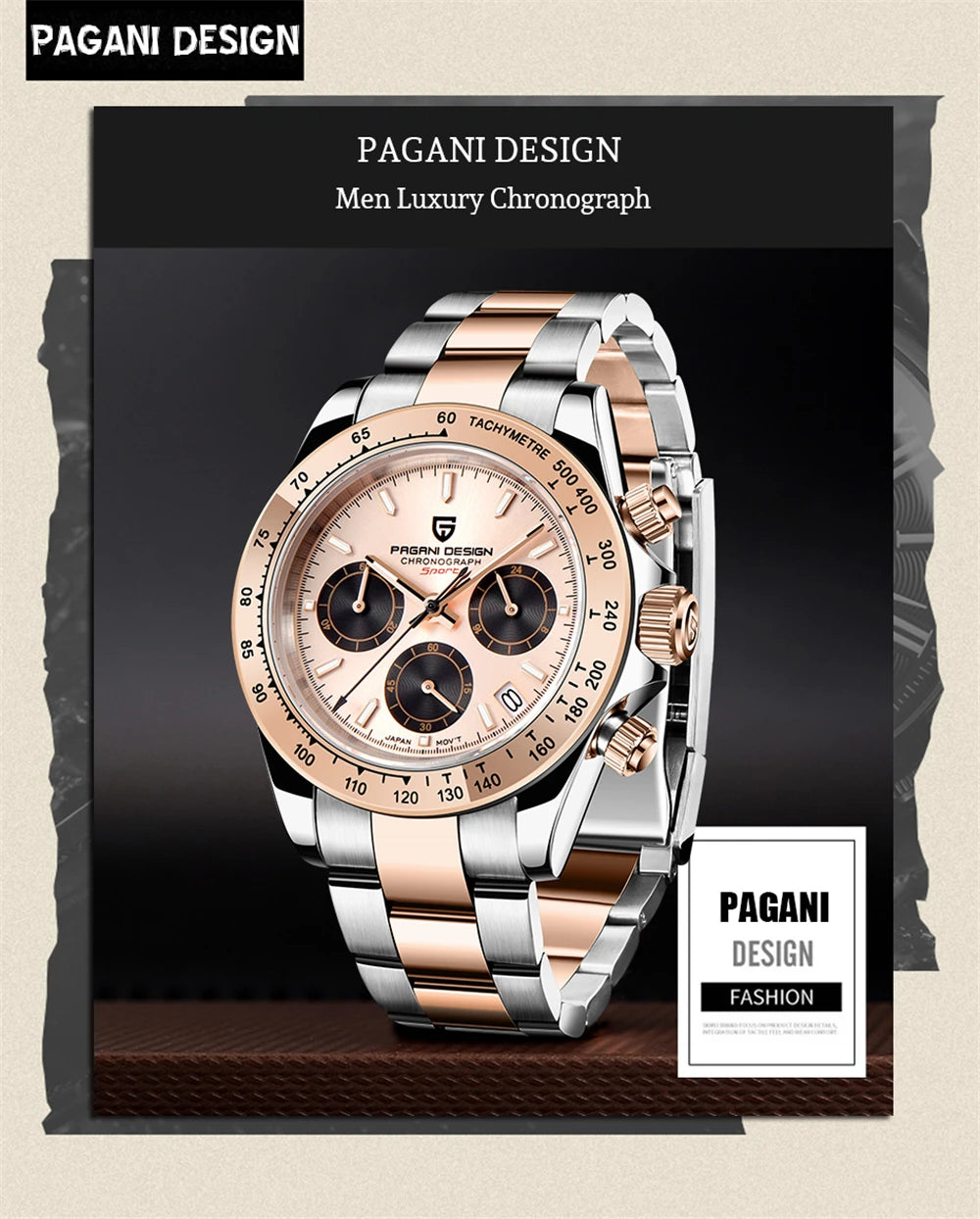 PAGANI DESIGN Men's Sports Quartz Watch With Sapphire Crystal
