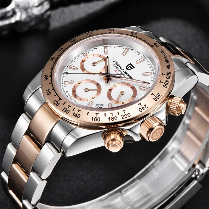 PAGANI DESIGN 1644 Men's Quartz Chronograph Luxury Stainless Steel Watch