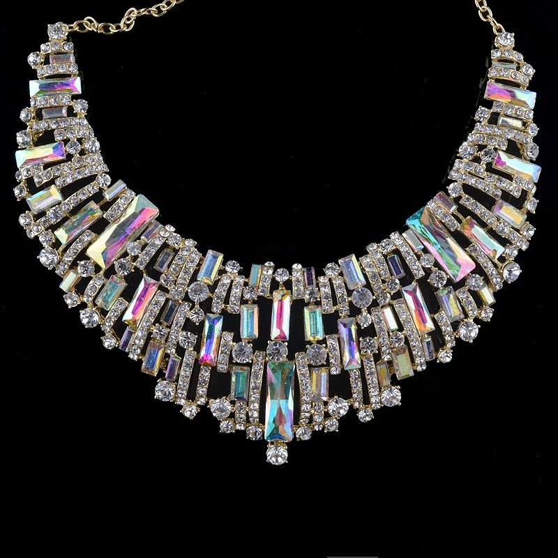 Austrian Crystal Bridal Jewelry Set with Rhinestone Necklace and Earrings