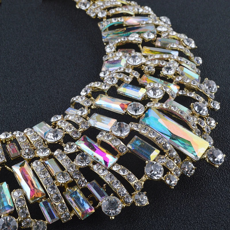 Austrian Crystal Bridal Jewelry Set with Rhinestone Necklace and Earrings