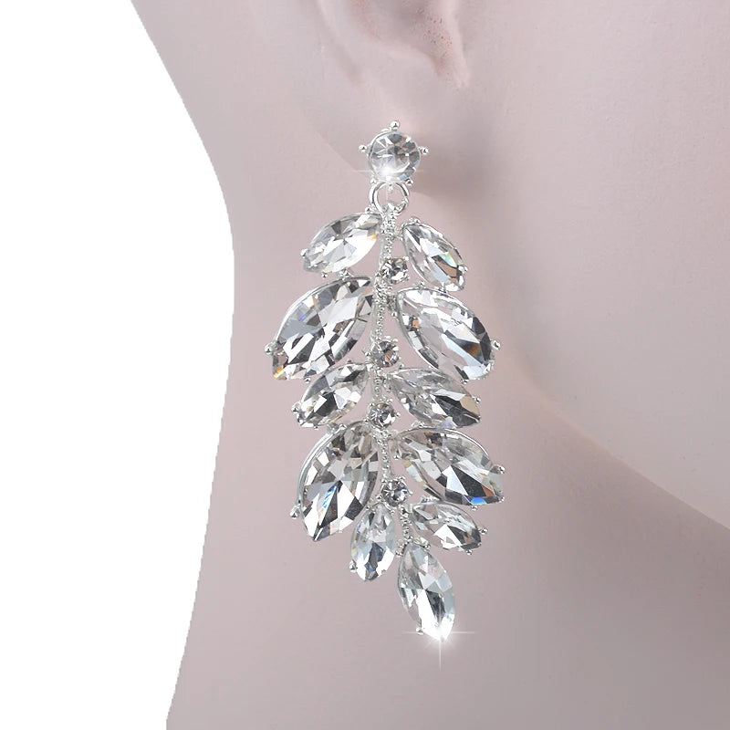 Youfir Rhinestone Crystal Bridal Necklace And Earring Set