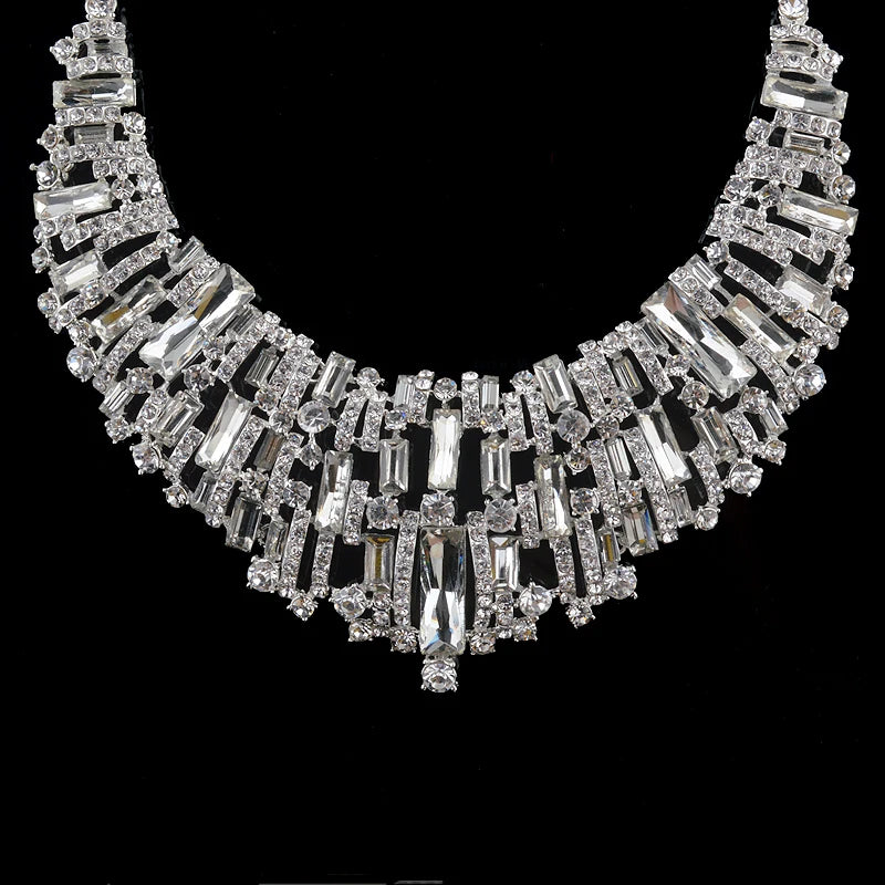 Austrian Crystal Bridal Jewelry Set with Rhinestone Necklace and Earrings