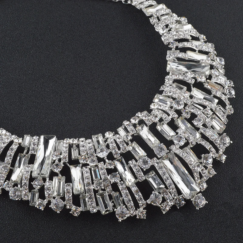 Austrian Crystal Bridal Jewelry Set with Rhinestone Necklace and Earrings