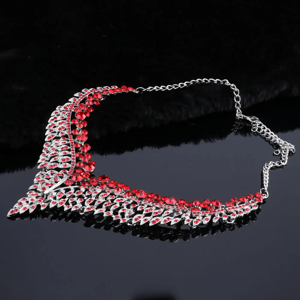 Ouhe Women's Crystal Rhinestone Bridal Jewelry And Earrings Set