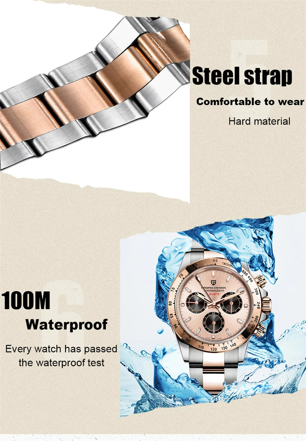 PAGANI DESIGN Men's Sports Quartz Watch With Sapphire Crystal