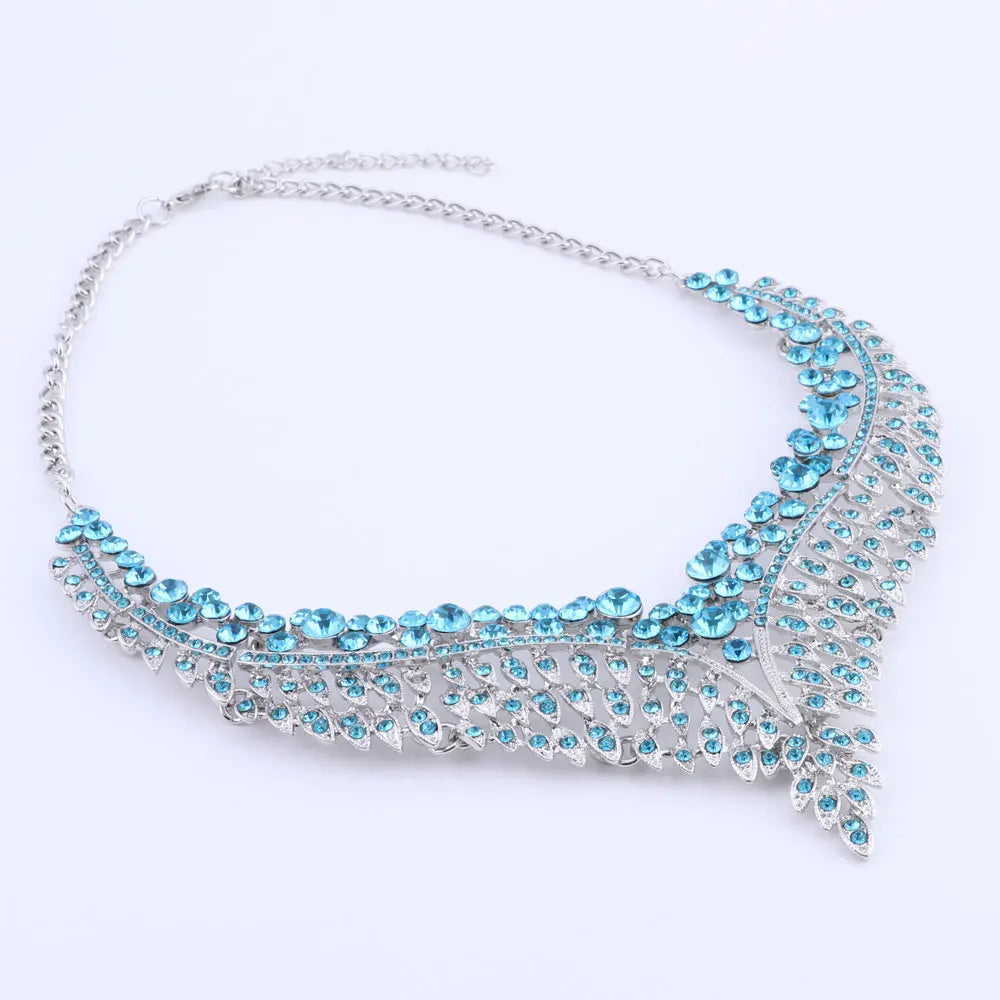 Ouhe Women's Crystal Rhinestone Bridal Jewelry And Earrings Set
