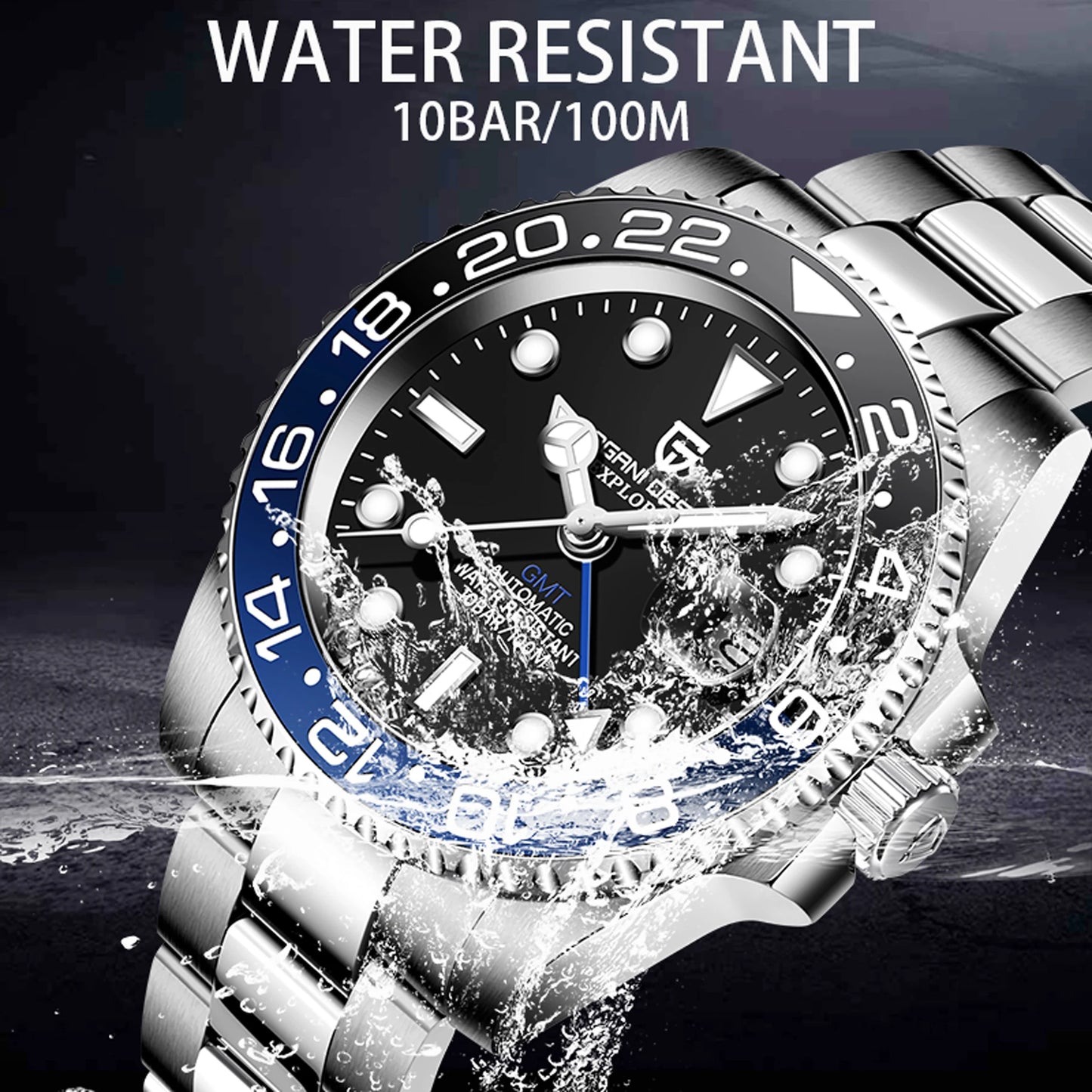 Pagani Design PD-1662 V6 GMT Mechanical Watch Stainless Steel Sapphire