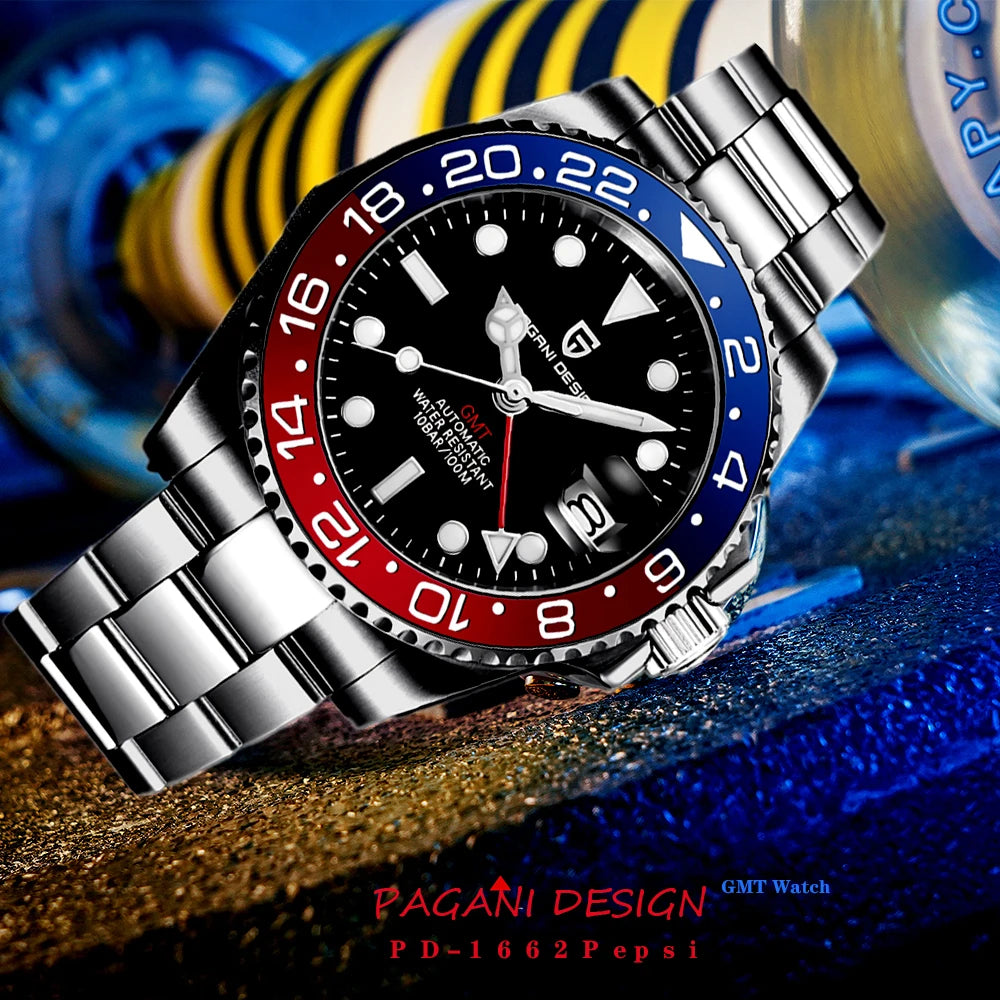 Pagani Design PD-1662 V6 GMT Mechanical Watch Stainless Steel Sapphire