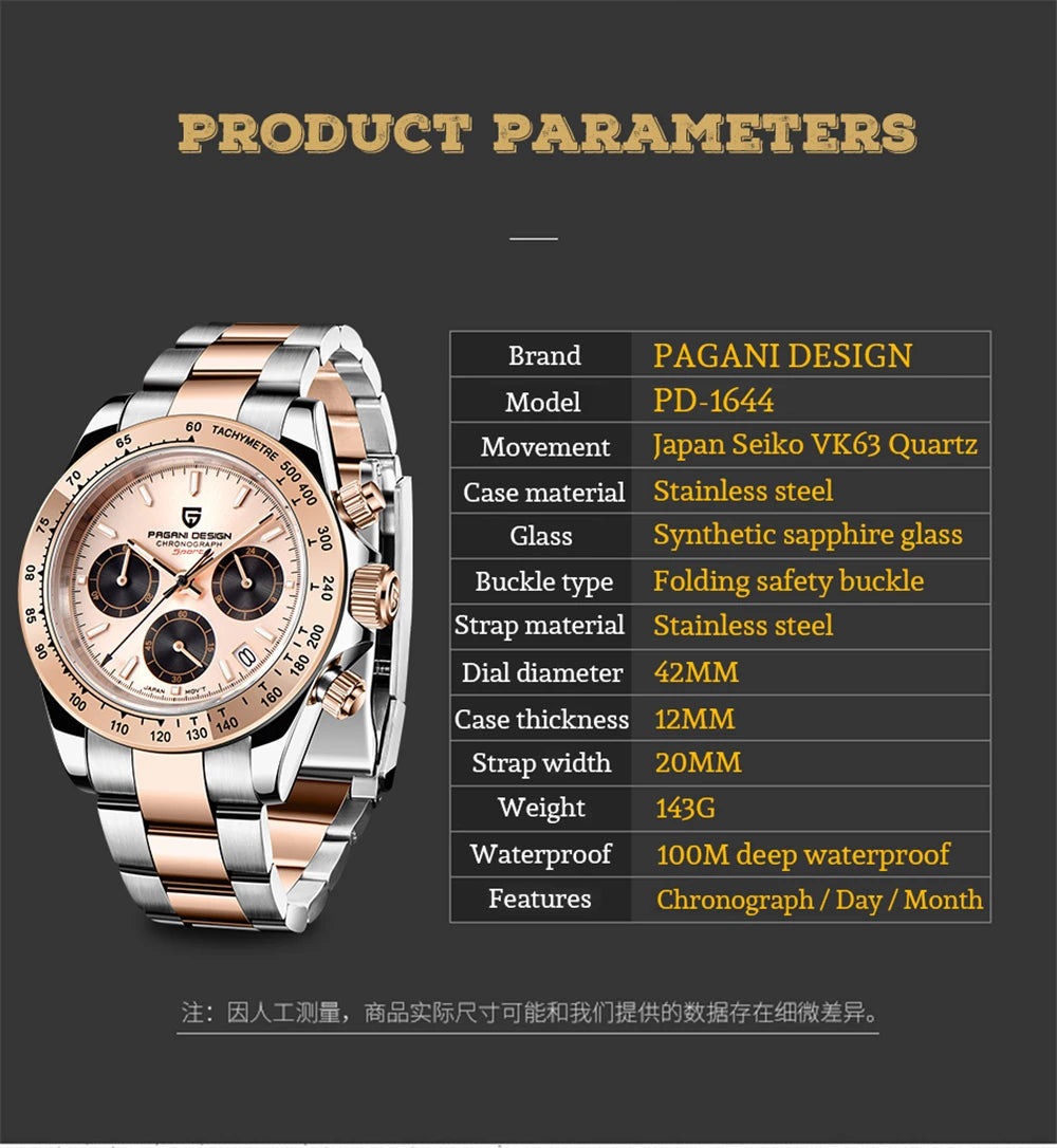 PAGANI DESIGN Men's Sports Quartz Watch With Sapphire Crystal